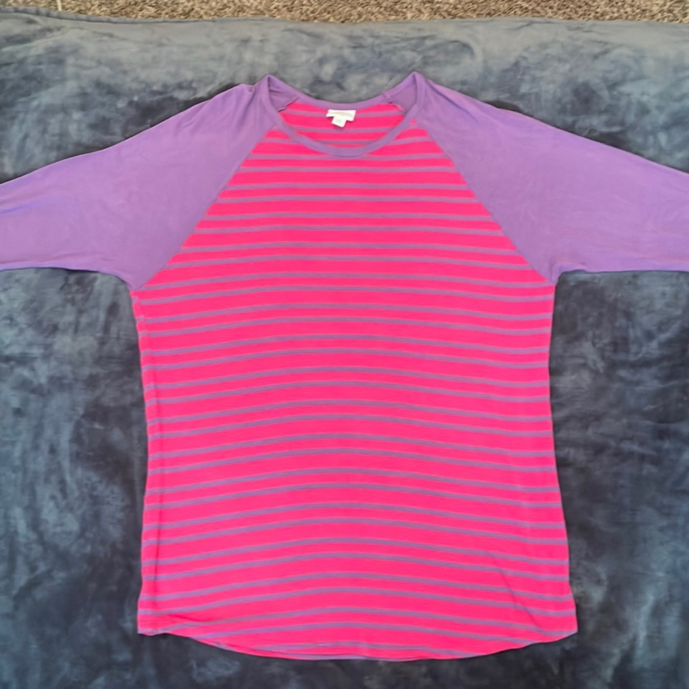 LuLaRoe Randy Tee: Pink and Purple (2XL)